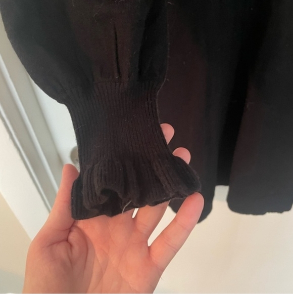 CeCe Black Ruffle Long Sleeve Knee Length Sweater Dress - Picture 4 of 4